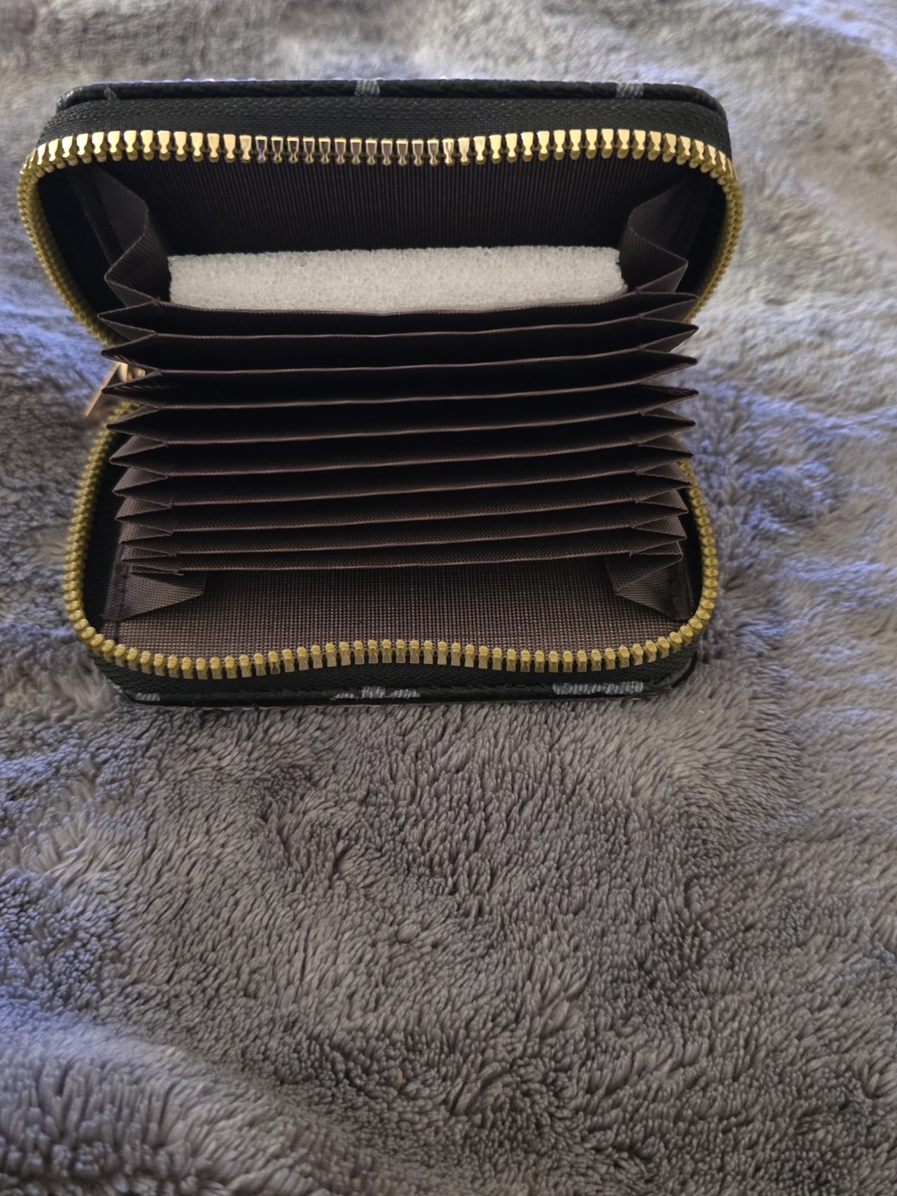 Black Rhinestone Zipper Card Wallet - Picture 2 of 3